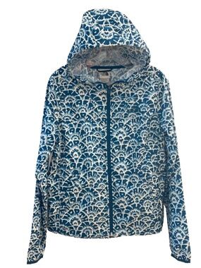 The North Face Cyclone Windbreaker Womens S Teal Print Hooded Jacket Lightweight